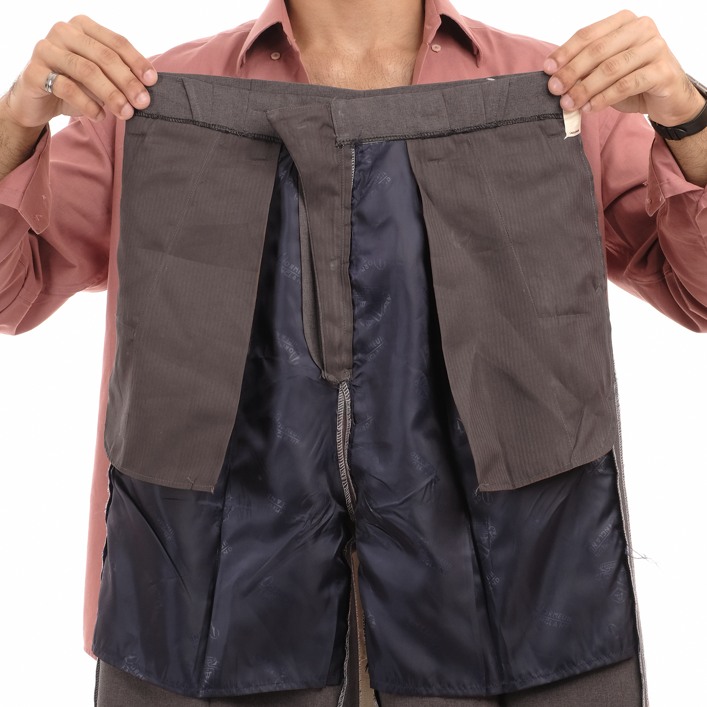 Simple Trousers: One Piece Constructed Belt Loops in Grey