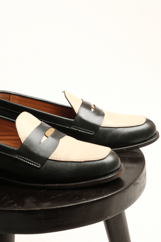 Simple Loafers: Green and Cream