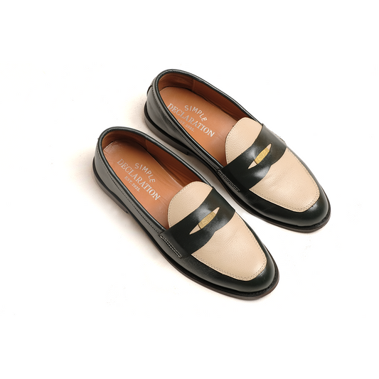 Simple Loafers: Green and Cream
