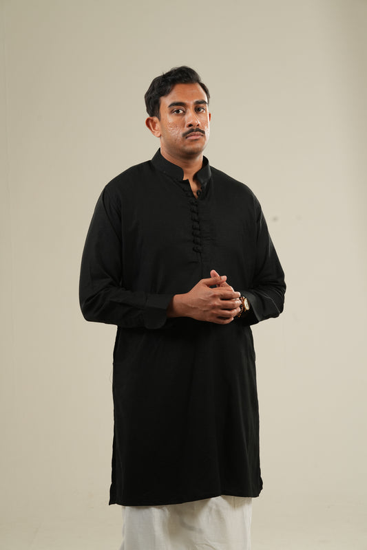 রাত্রি — Black Linen Kurta