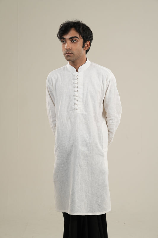 প্রভাত — White Linen Kurta